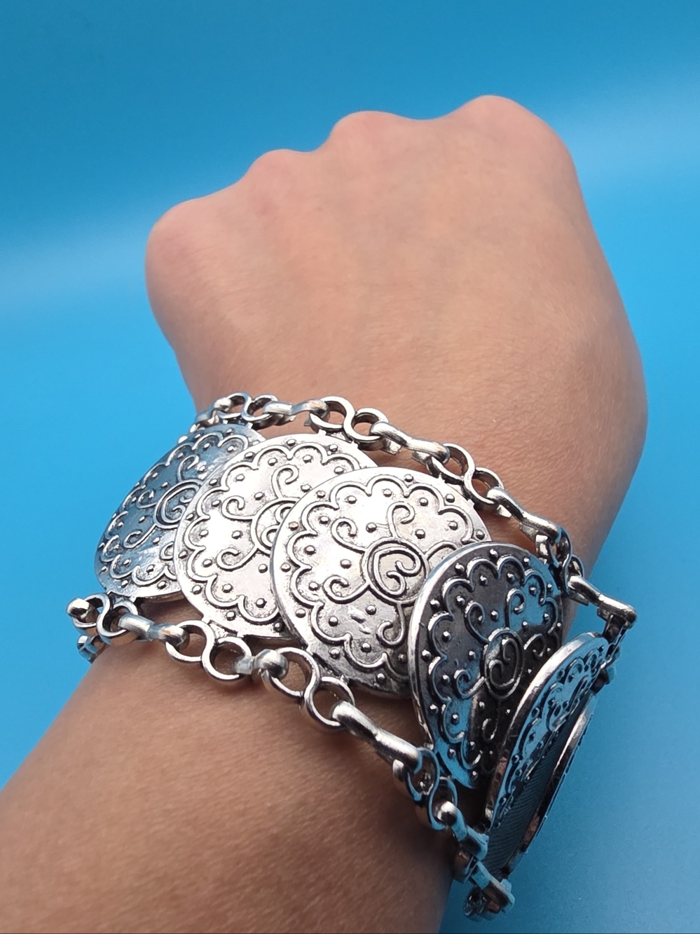 Vintage Boho Coin Armor-Style Bracelet